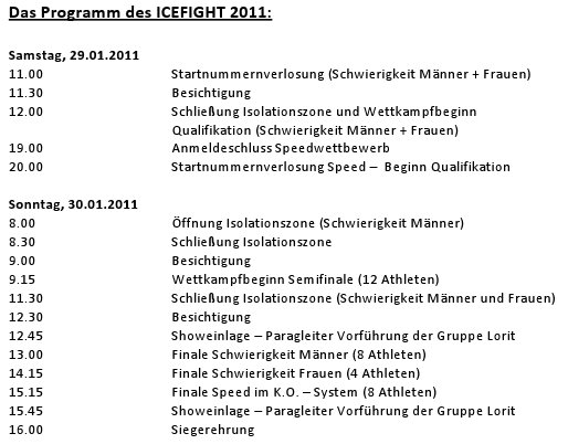 Programm des Icefight 2011