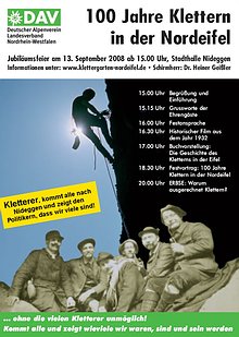 100 Jahre Klettern in der Nordeifel - Plakat