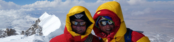 Alix von Melle und Luis Stitzinger am Gipfel der Shishapangma, 8027 m, ihres letzten Erfolgs 2013 (c) Archiv Stitzinger & von Melle