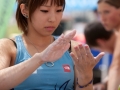 Akiyo Noguchi -JPN- in the isolation zone during the semifinals of the Boulder Worldcup 2010 in Munich. She finished 2. place.