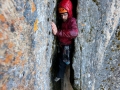 sean leading the routes adventure crux "the black hole" a big nasty chimney with a waterfall running down it....sean was in his element, he loved this pitch...