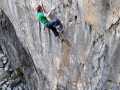 James Pearson on his flash attempt of Muy Caliente (E10 6c) Stennis Ford Pembroke. Here he's making a tough move in the run out section.