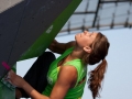 Sarah SchÃ¼tzenberger of Germany during the Womens semi finals of the IFSC Boulder Worldcup held in Munich, Germany.
