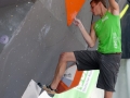 Jonas Baumann during the Mens semi finals of the IFSC Boulder Worldcup held in Munich, Germany.