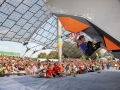 Anna StÃ¶hr of Austria during the Womens semi finals of the IFSC Boulder Worldcup held in Munich, Germany.