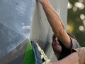 Klemen Becan of Slovenia during the Mens finals of the IFSC Boulder Worldcup held in Munich, German.