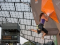 Anna StÃ¶hr of Austria during the Womens finals of the IFSC Boulder Worldcup held in Munich, Germany. Anna finished third place, but won the overall worldcup ranking.