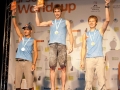 from left to right: Rustam Gelmanov of Russia, second place. Dimitry Sharafutdinov of Russia, first place. Alexey Ruptsov of Russia, third place.
IFSC Boulder Worldcup Munich, Germany.