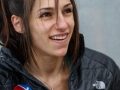 Munich, Germany â August 23: Alex Puccio (USA) is seen during the Womens Semi-Finals of the 2014 IFSC Climbing World Championships Bouldering. Bouldering is climbing without the need for ropes or harnesses on typically short, challenging routes. The World Championships are held under the rooftop of the famous Munich Olympic Stadium. Built for the 1972 Olympic Summer Games the architecture was considered revolutionary for its time. The roof, made of large sweeping canopies of acrylic glass stabilized by steel cables should symbolize the Alps.  (Photo Marco Kost / DAV)