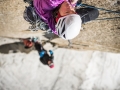 Mayan Smith-Gobat climbing pitch 23 in the route riders on the storm, Torres del Paine (c) Thomas Senf