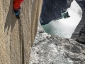 Ines Papert climbing pitch 23 of the route Riders on the storm in Torres del Paine (c) Thomas Senf