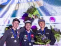 Jakob Schubert, Stefano Ghisolfi und Alexander Megos beim Lead Weltcup 2018 in Chamonix (c) Heiko Wilhelm