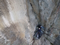 Nachtlager mit Tiefenblick - Sascha und Charly auf dem Portalledge unterhalb der Great-Roof-Pitch (c) Alpinkader NRW