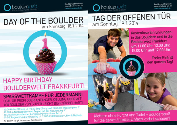 Die Boulderwelt Frankfurt feiert am 18.-19.01.2014 ihren ersten Geburtstag