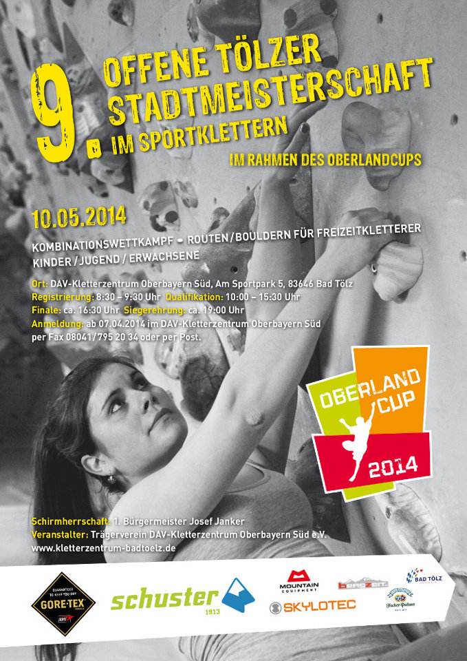 Auf zur Offenen Tölzer Stadtmeisterschaft 2014 im Sportklettern Auf zur Offenen Tölzer Stadtmeisterschaft 2014 im Sportklettern