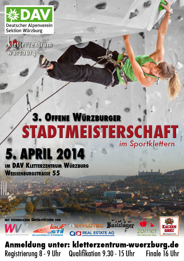 3. Offene Würzburger Stadtmeisterschaft im DAV Kletterzentrum Würzburg 3. Offene Würzburger Stadtmeisterschaft im DAV Kletterzentrum Würzburg