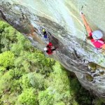 Barbara Zangerl climbing Super Cirill (8a)