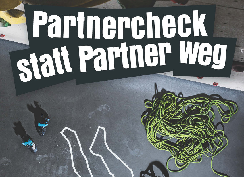 Tatort Kletterhalle: Startschuss für eine drastische Kampagne Partnercheck statt Partner weg (c) DAV