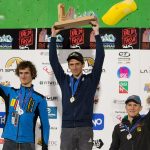 Adam Ondra, Romain Desgranges und Jakob Schubert bei der Lead-EM 2017 (c) KVÖ / Heiko Wilhelm
