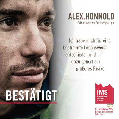 Alex Honnold beim International Mountain Summit 2017 (c) IMS