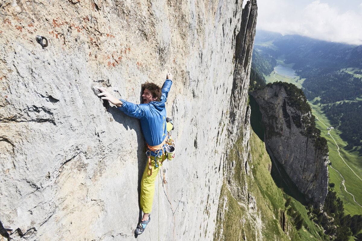 Michi Wohlleben gelingt die Erstbegehung von 'Parzival' (8b) im Alpsteingebirge (c) Frank Kretschmann