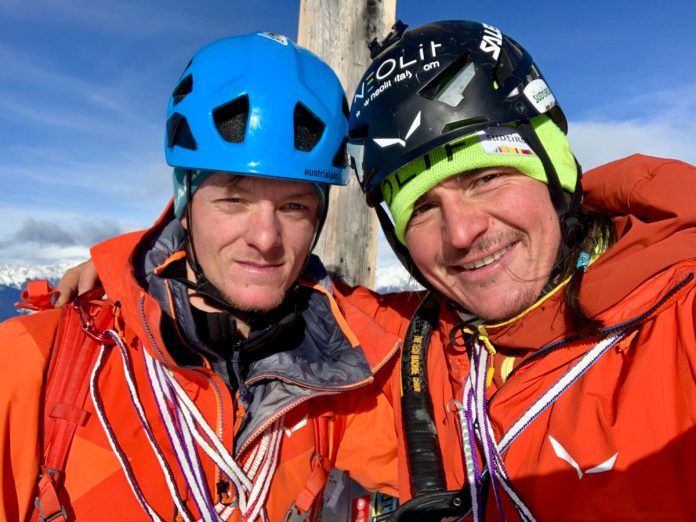 Simon Gietl & Mark Oberlechner eröffnen Mixed-Tour an der Peitlerkofel Nordwand (c) Simon Gietl