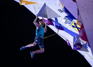 KVÖ Lead-Spezialist Mathias Posch hängt die Kletterschuhe an den Nagel Mathias Posch (c) KVÖ/Lang